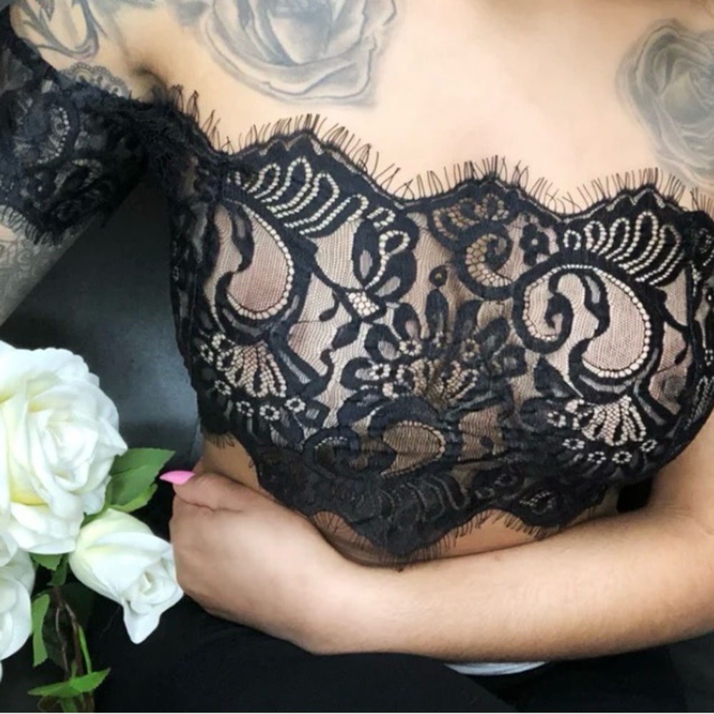 Black Lace Off-Shoulder Top